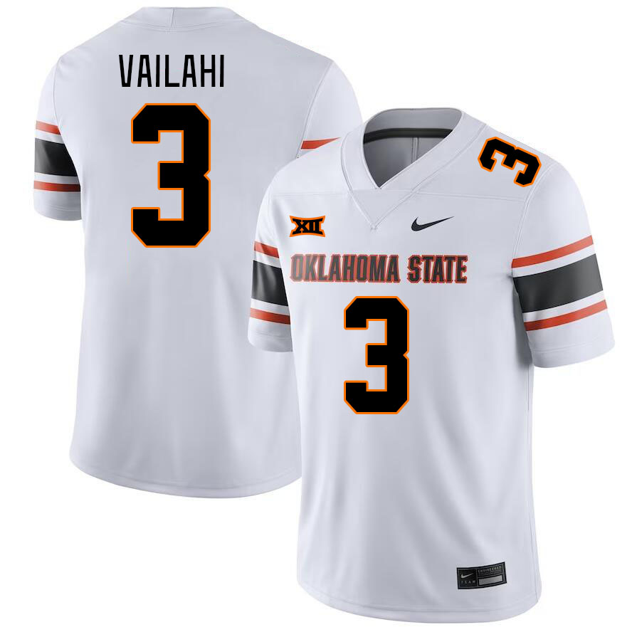 Men #3 Sesi Vailahi Oklahoma State Cowboys College Football Jerseys Stitched-White